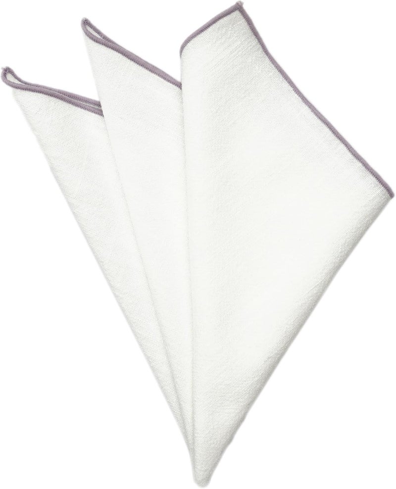 BELLUNO White Pocket Square with Embroidered Color Edge - Image 3